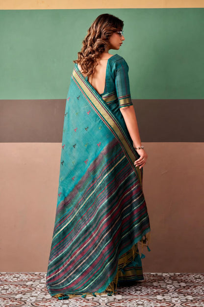 Elegant Printed Premium Cotton Saree with Running Blouse