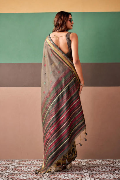 Elegant Printed Premium Cotton Saree with Running Blouse