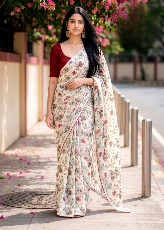 Premium Designer Major Georgette With Contrast Piping Sarees