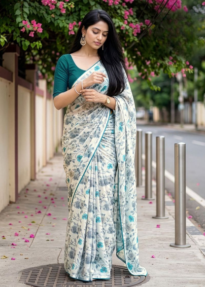 Premium Designer Major Georgette With Contrast Piping Sarees