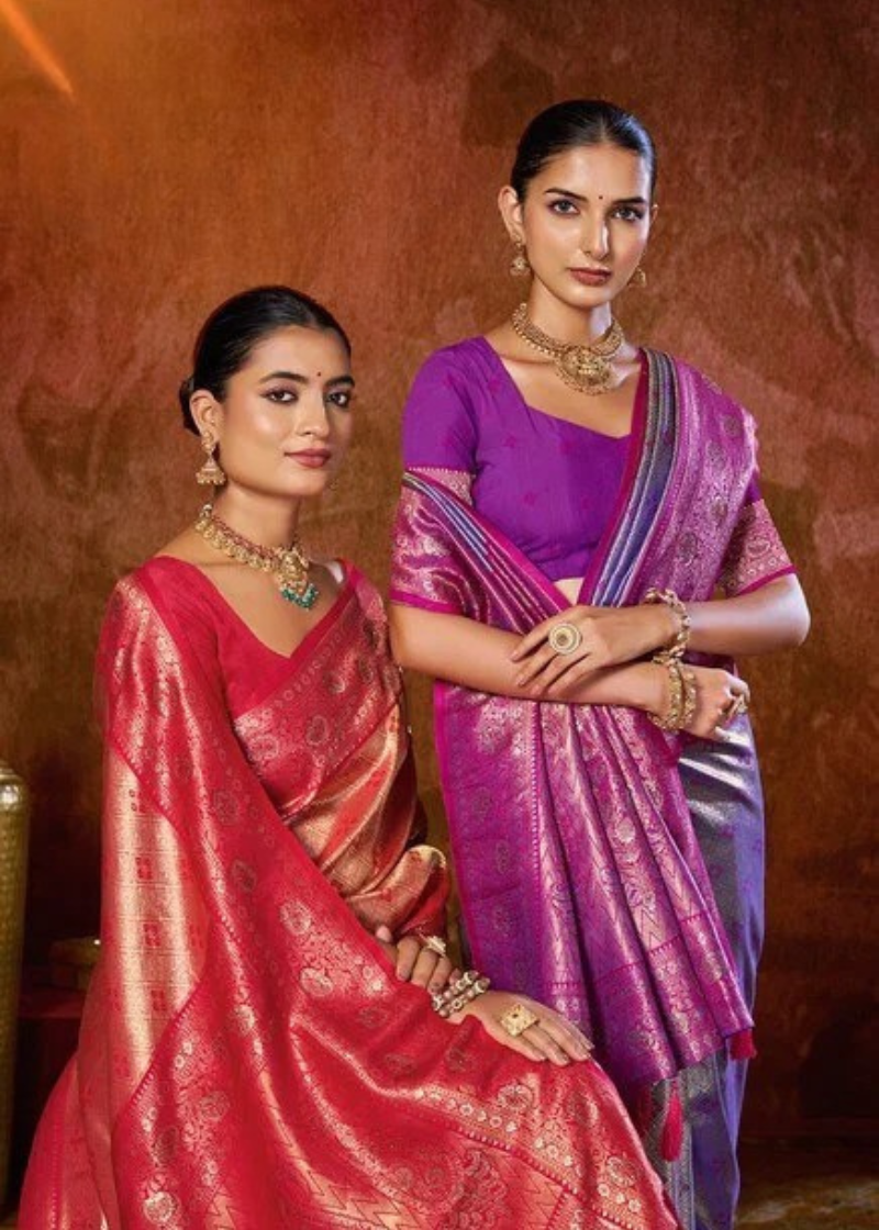 Kanjivaram Silk With Heavy Saroski Work