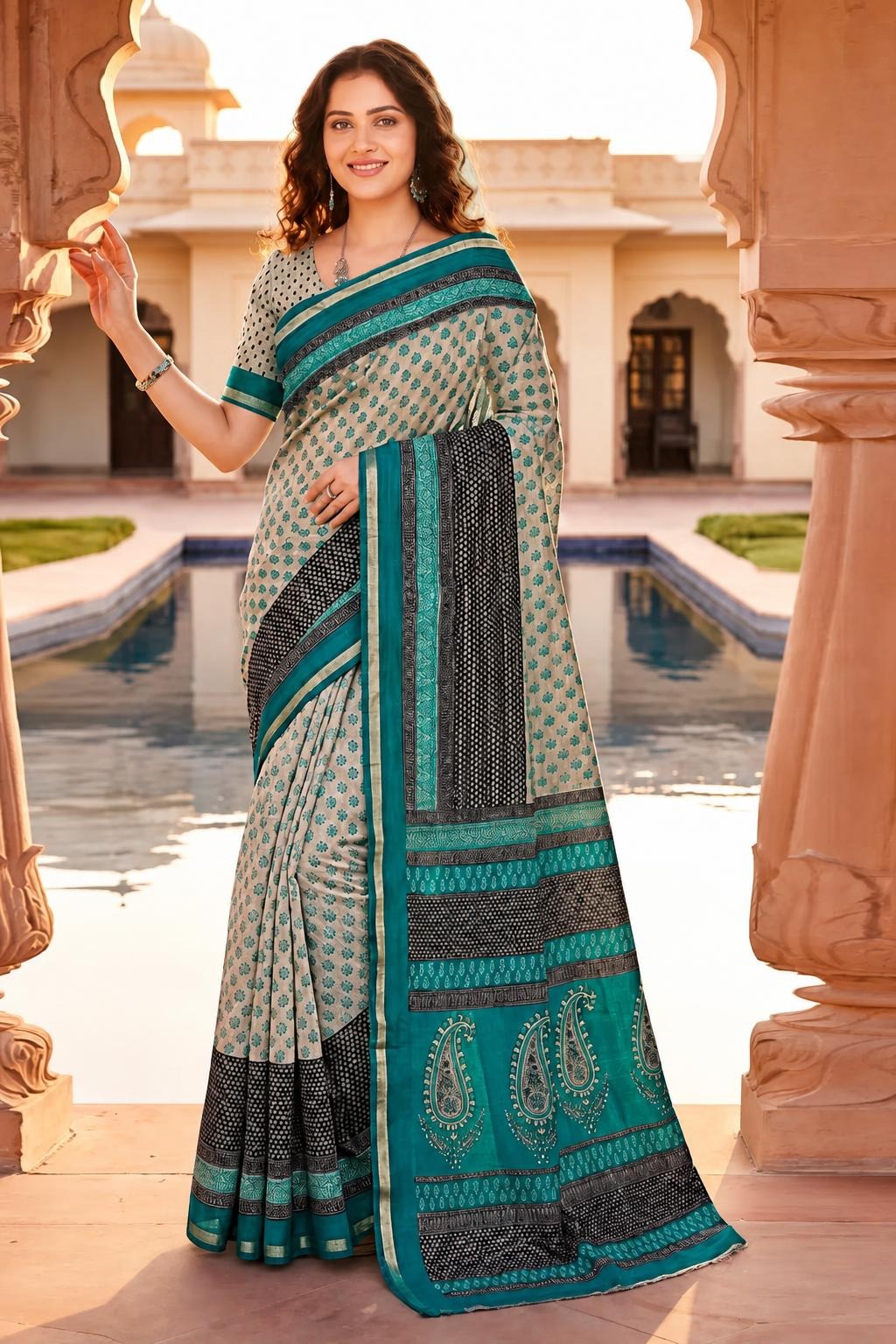 Graceful Cotton Saree with Stylish Printed Design