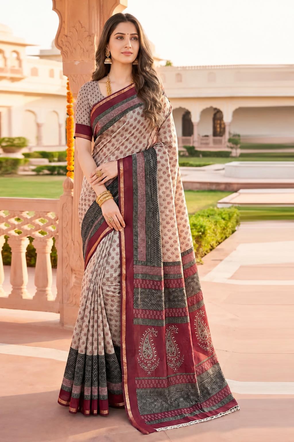 Graceful Cotton Saree with Stylish Printed Design