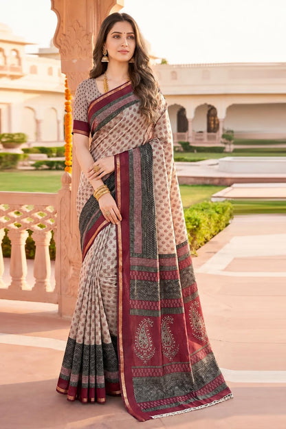Graceful Cotton Saree with Stylish Printed Design