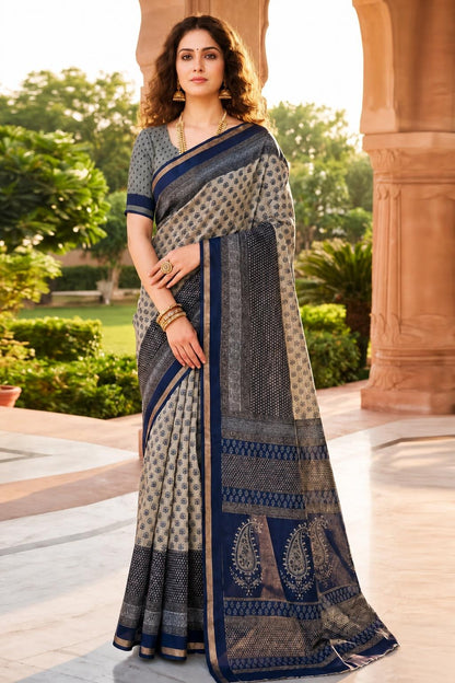 Graceful Cotton Saree with Stylish Printed Design