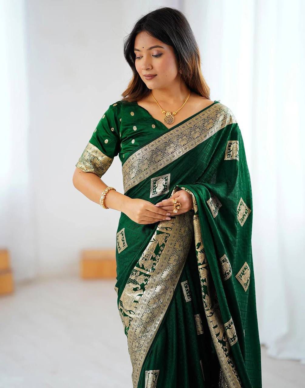 Aab Makhmal Soft Silk Saree with Jacquard Border for Festivals - Posyfish.in