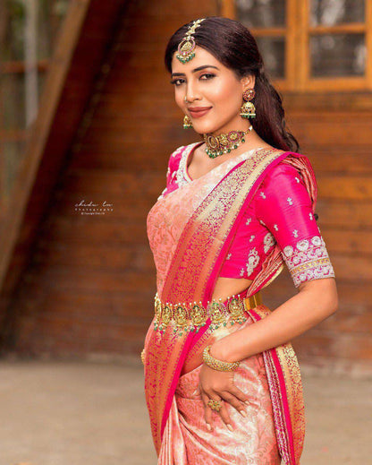 Aab Mamta Soft Silk Jacquard Saree for Festivals - Posyfish.in