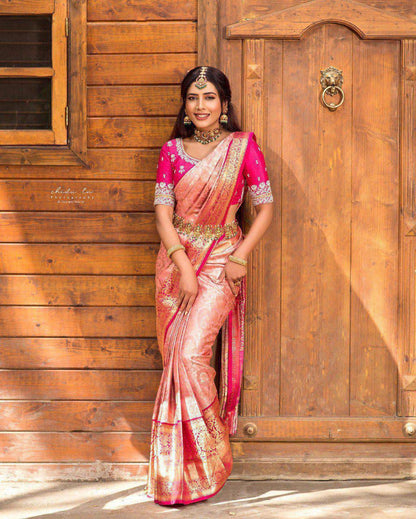 Aab Mamta Soft Silk Jacquard Saree for Festivals - Posyfish.in