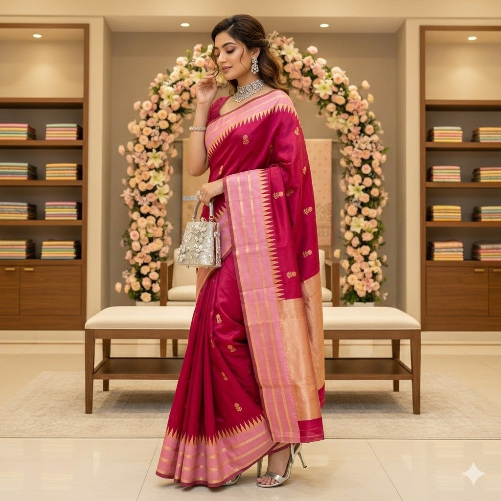 Aab Pink Vol 1 Soft Silk Jacquard Festival Wear Saree - Elegant Pink Silk Jacquard Saree for Celebrations - Posyfish.in