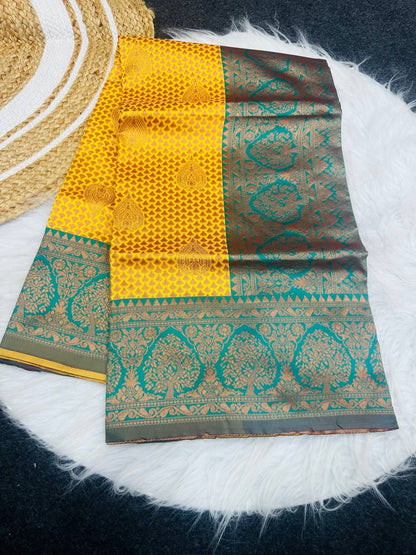 Aab Saheli Soft Silk Jacquard Saree with Elegant Border for Festival Wear - Posyfish.in