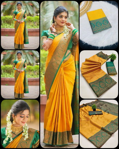 Aab Saheli Soft Silk Jacquard Saree with Elegant Border for Festival Wear - Posyfish.in