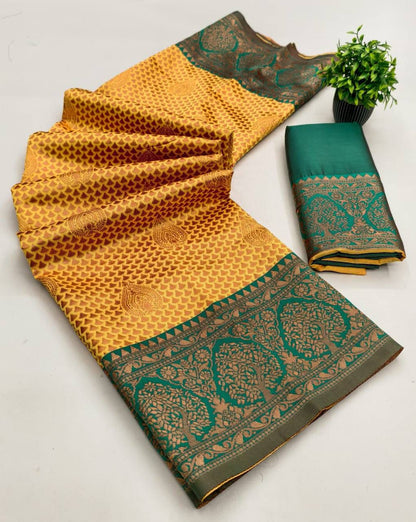 Aab Saheli Soft Silk Jacquard Saree with Elegant Border for Festival Wear - Posyfish.in