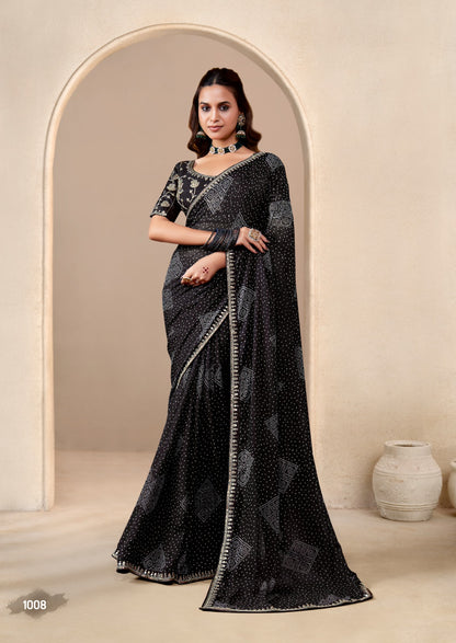 Designer Bandhani Georgette Print Saree
