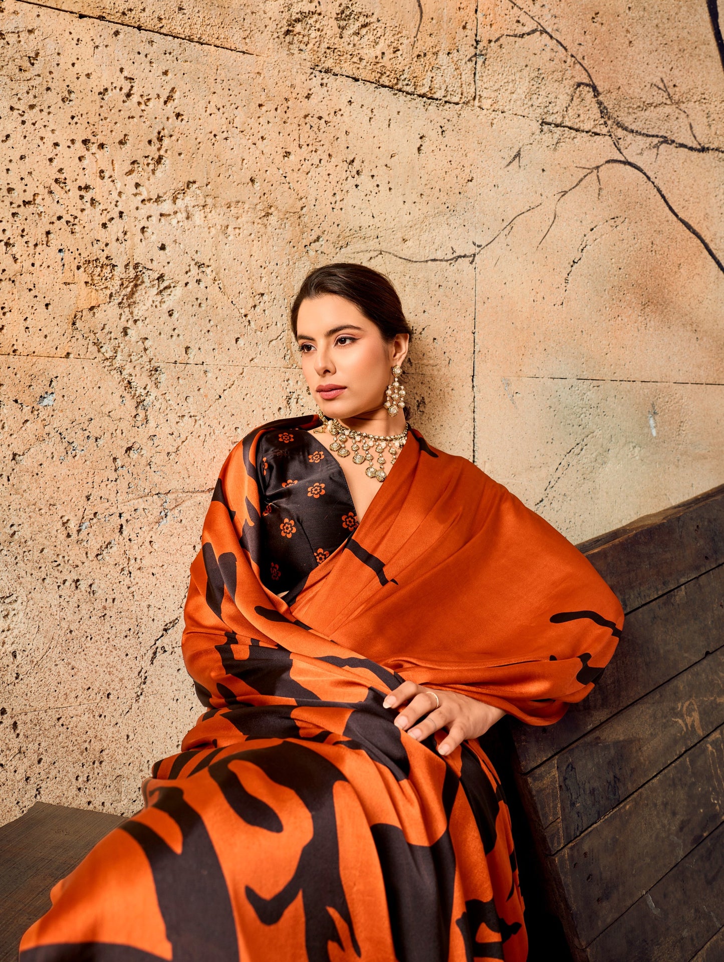 Premium Modal Satin Ajrakh Printed Dress for Women - Elegant Designer Wear - Posyfish.in