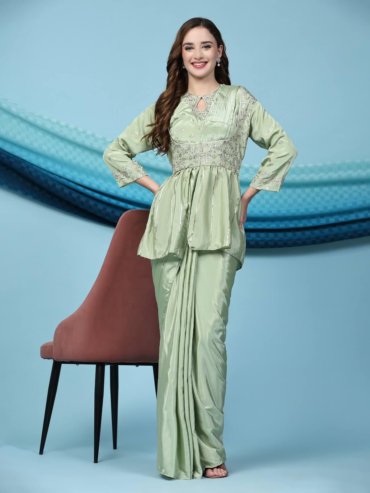 Silk Satin Ready To Wear Saree Collection for Effortless Elegance - Posyfish.in