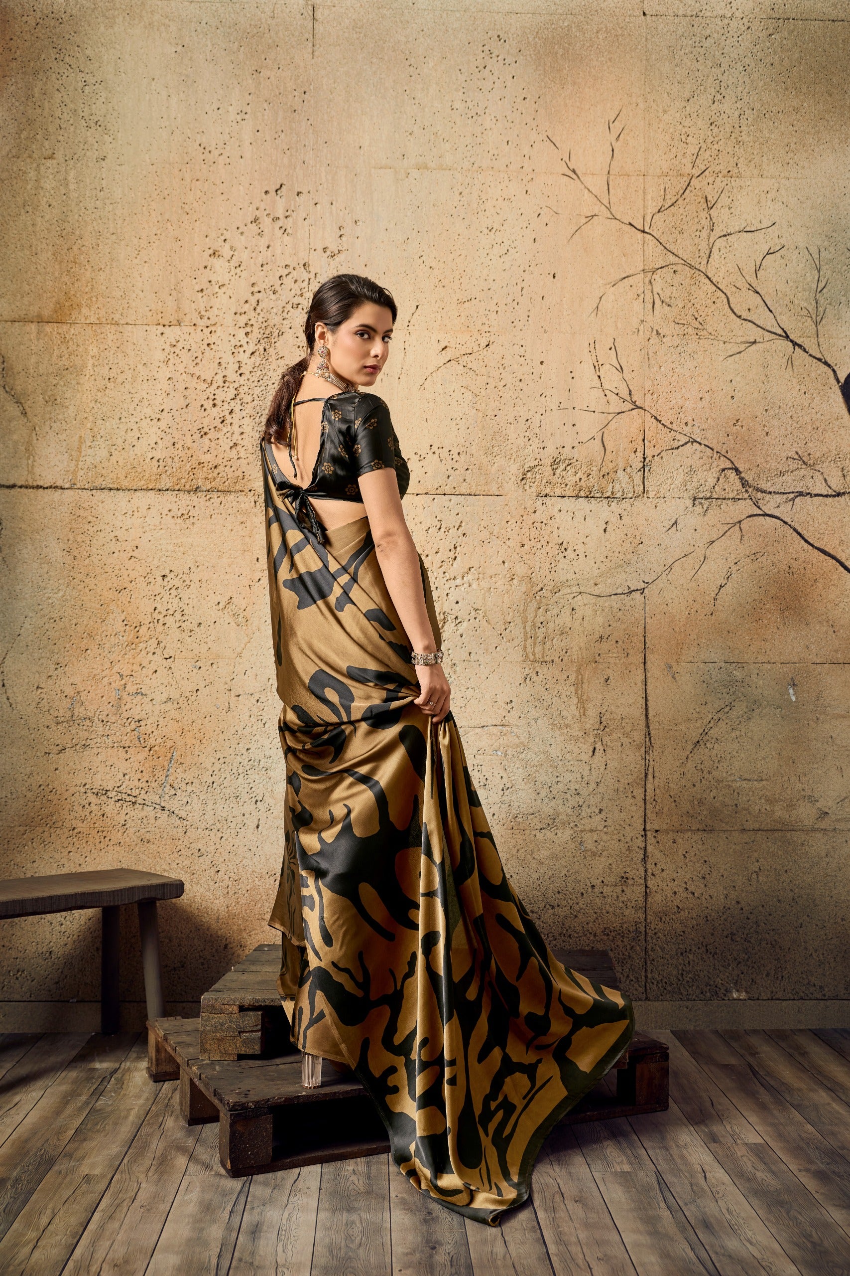 Premium Modal Satin Ajrakh Printed Dress for Women - Elegant Designer Wear - Posyfish.in