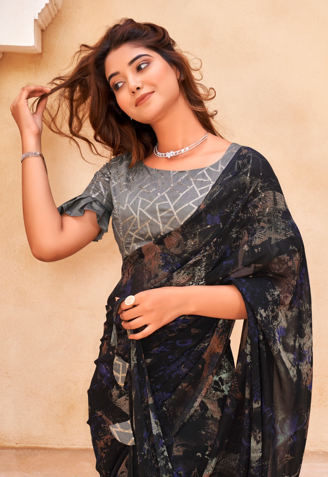 Graceful Printed Chiffon Saree for Festive & Party Wear