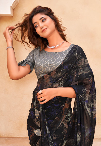 Graceful Printed Chiffon Saree for Festive & Party Wear