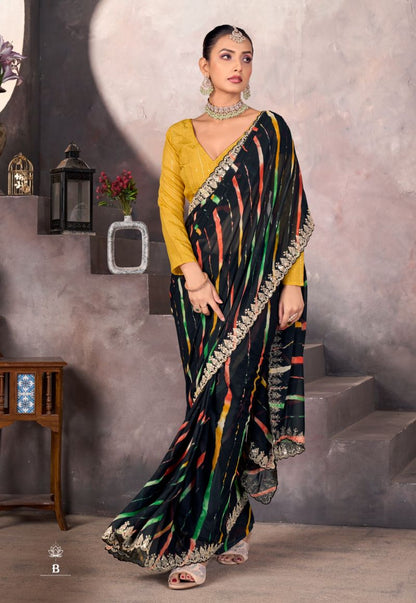 Sundri Soft Georgette Saree with Embroidery Border for Elegant Wear - Posyfish.in