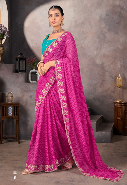 Sundri Soft Georgette Saree with Embroidery Border for Elegant Wear - Posyfish.in
