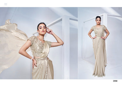 Designer Party Wear Saree - Heavy Ready to Wear for Elegant Occasions - Posyfish.in