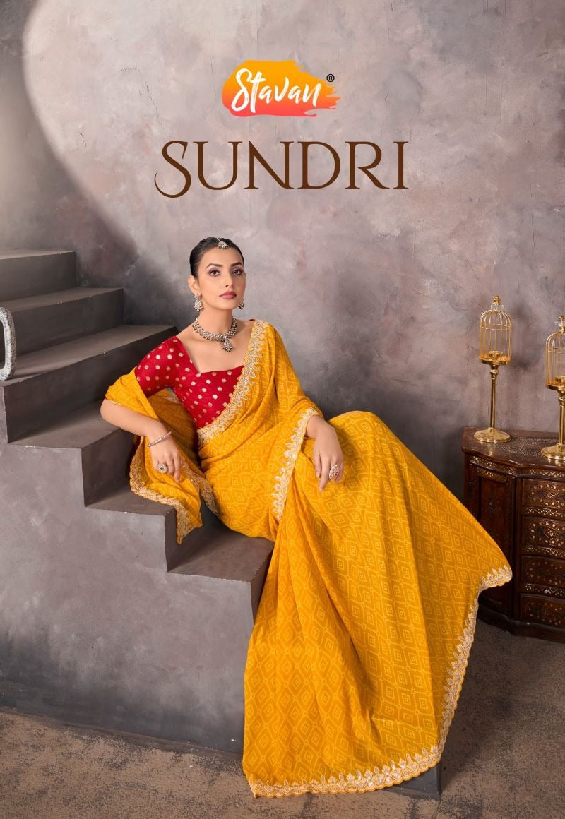 Sundri Soft Georgette Saree with Embroidery Border for Elegant Wear - Posyfish.in