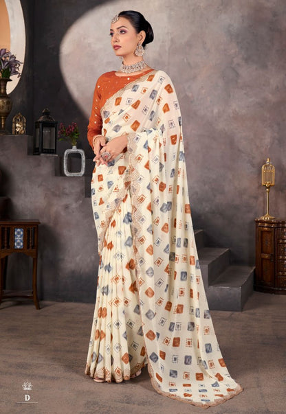 Sundri Soft Georgette Saree with Embroidery Border for Elegant Wear - Posyfish.in