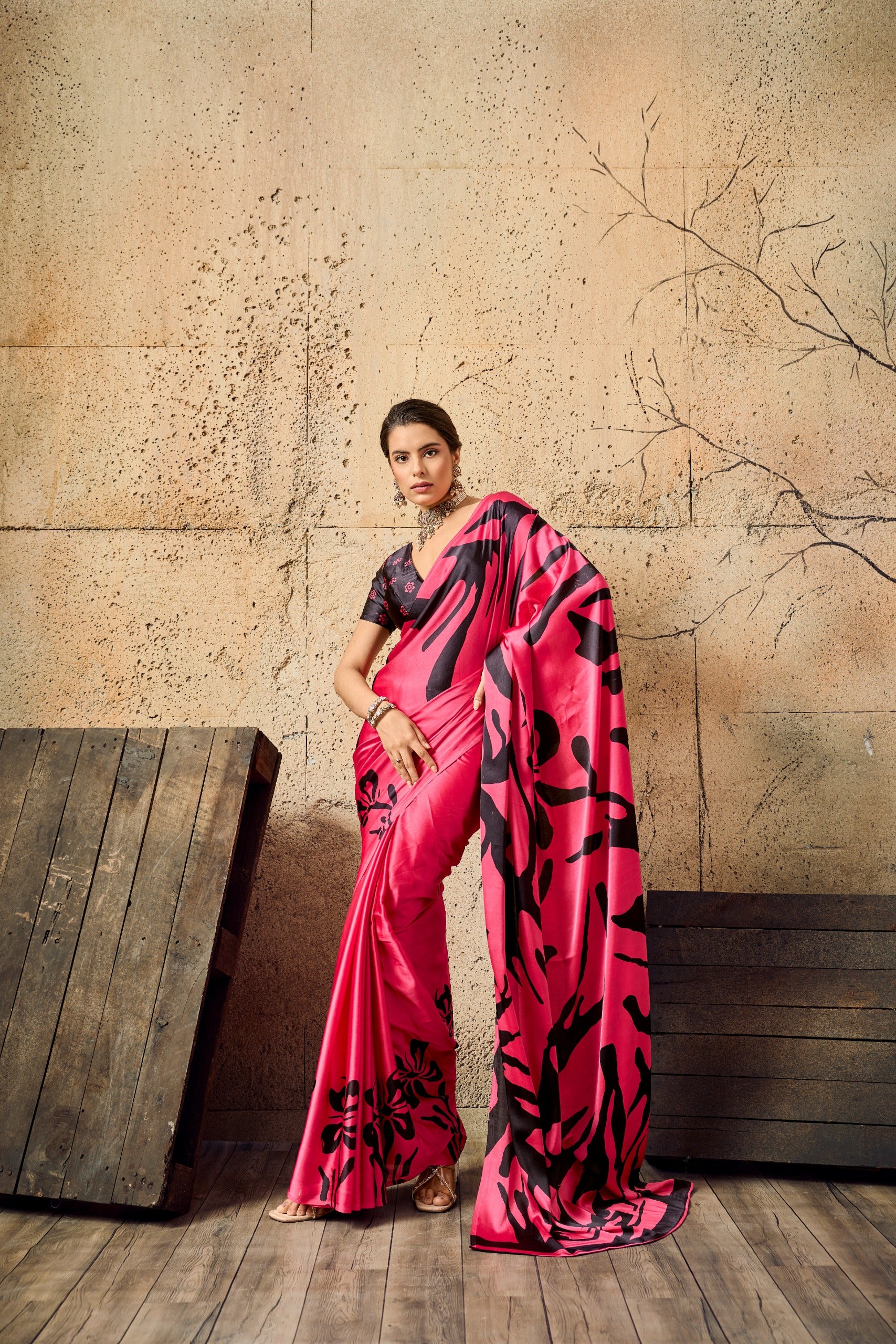Premium Modal Satin Ajrakh Printed Dress for Women - Elegant Designer Wear - Posyfish.in