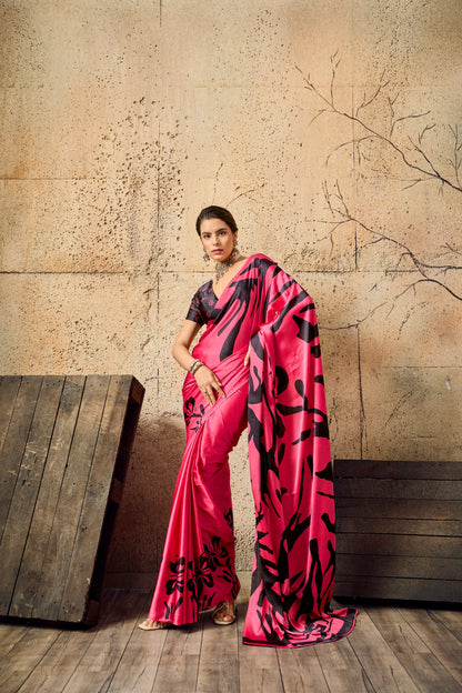 Premium Modal Satin Ajrakh Printed Dress for Women - Elegant Designer Wear - Posyfish.in