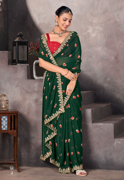 Sundri Soft Georgette Saree with Embroidery Border for Elegant Wear - Posyfish.in