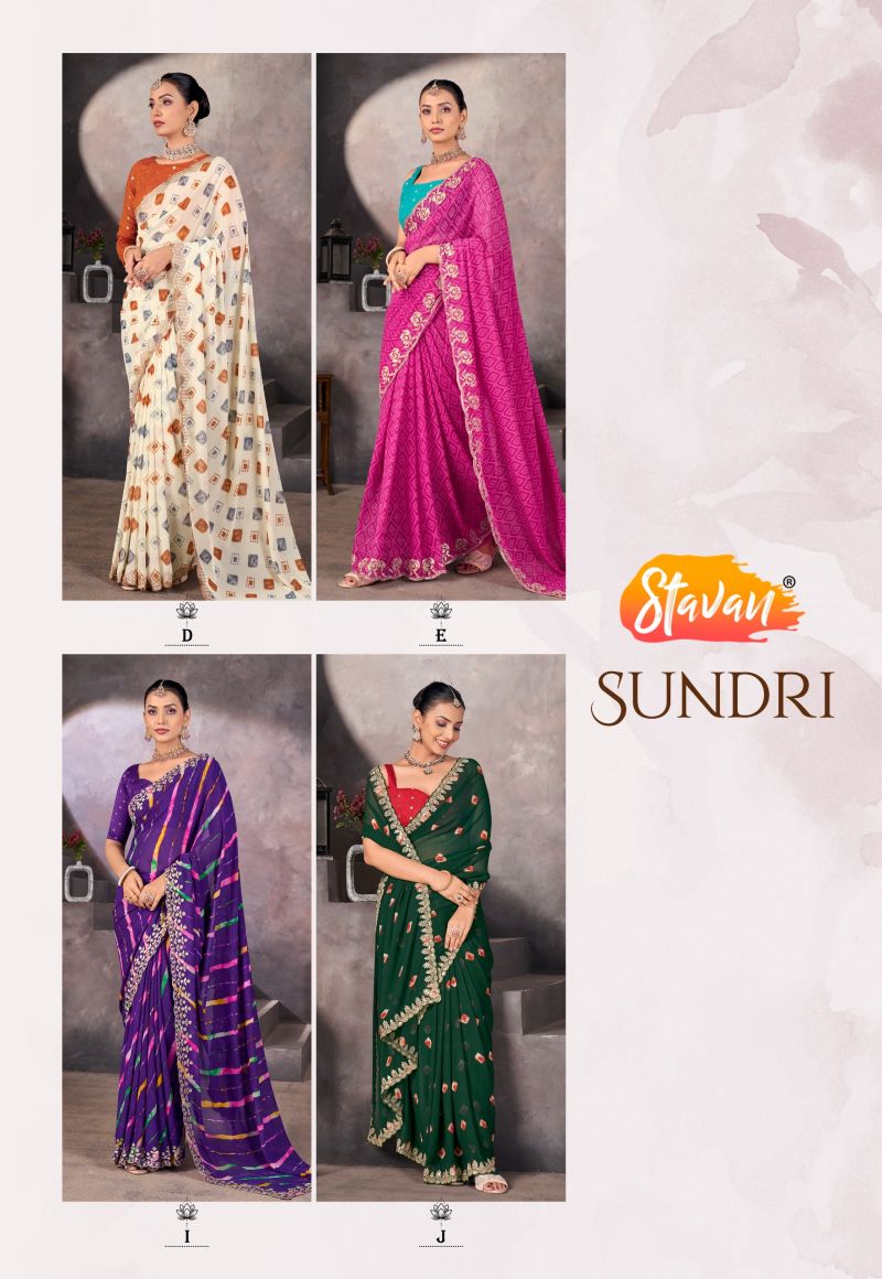 Sundri Soft Georgette Embroidery Border Saree - Posyfish.in