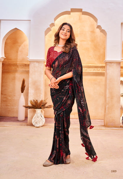 Graceful Printed Chiffon Saree for Festive & Party Wear
