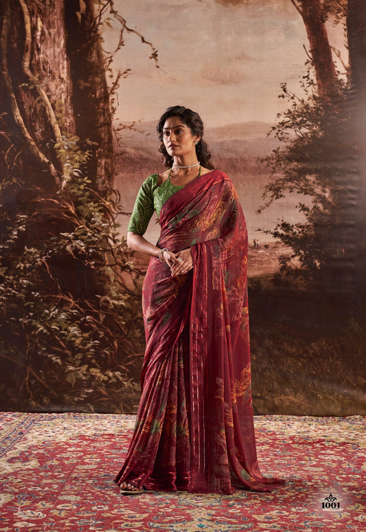 Premium Designer Chiffon Saree with Stylish Border