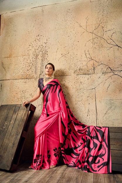 Premium Modal Satin Ajrakh Printed Dress for Women - Elegant Designer Wear - Posyfish.in