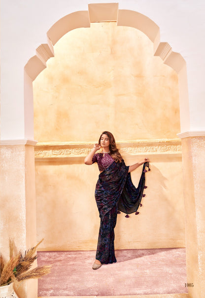 Graceful Printed Chiffon Saree for Festive & Party Wear