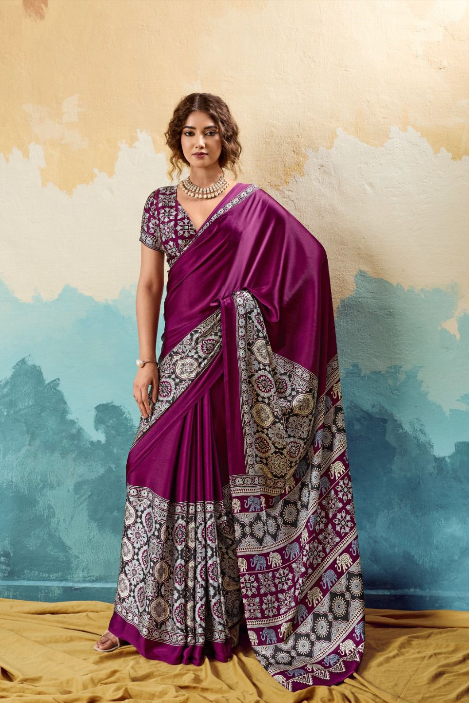Traditional Designer Printed Cotton Silk Sarees for Women - Elegant Cotton Silk Sarees - Posyfish.in