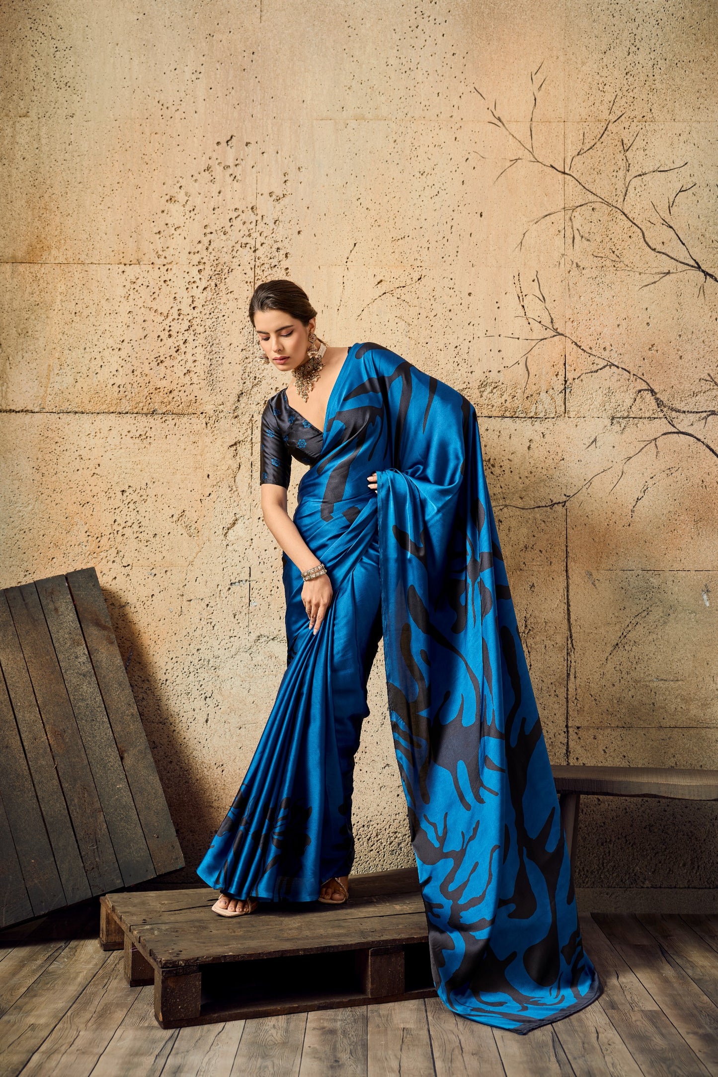 Premium Modal Satin Ajrakh Printed Dress for Women - Elegant Designer Wear - Posyfish.in