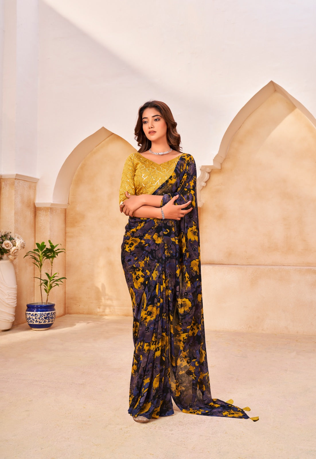 Graceful Printed Chiffon Saree for Festive & Party Wear