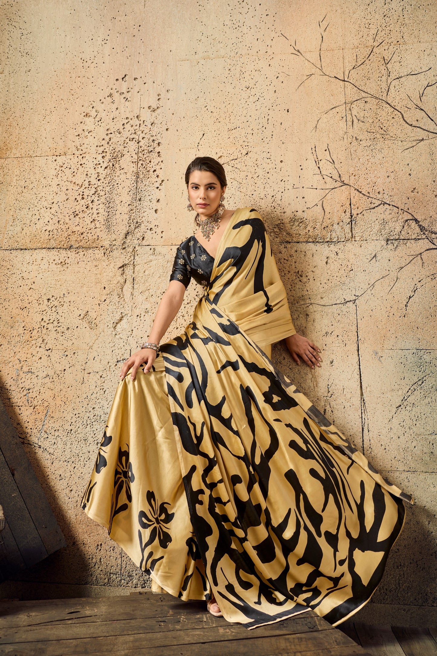 Premium Modal Satin Ajrakh Printed Dress for Women - Elegant Designer Wear - Posyfish.in
