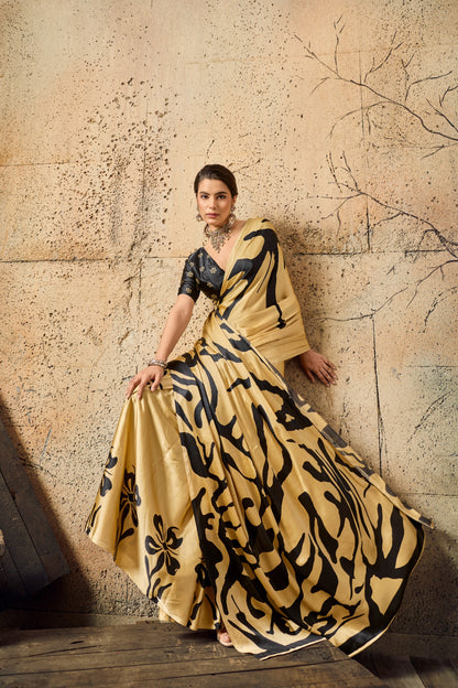 Premium Modal Satin Ajrakh Printed Dress for Women - Elegant Designer Wear - Posyfish.in