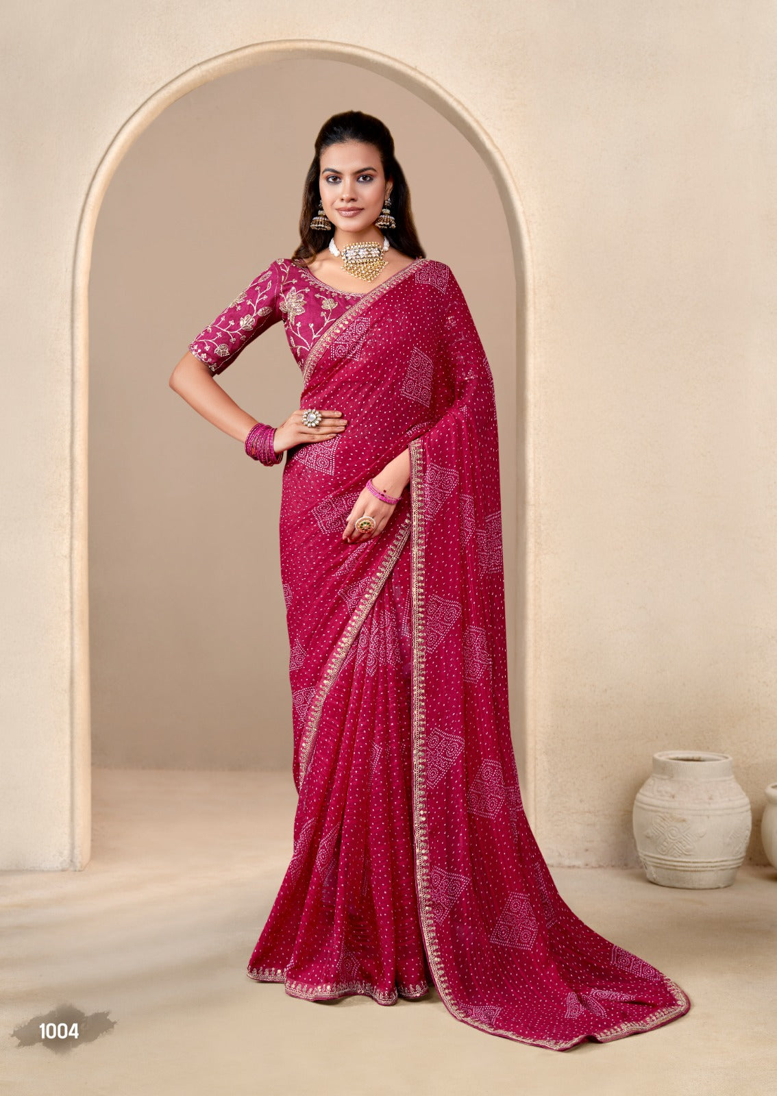 Designer Bandhani Georgette Print Saree