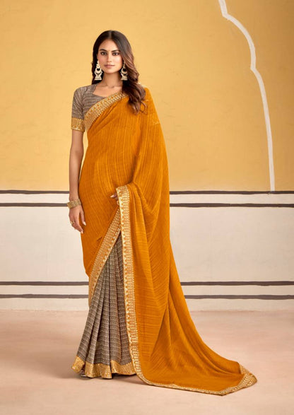 Georgette With Embroidery Border Saree
