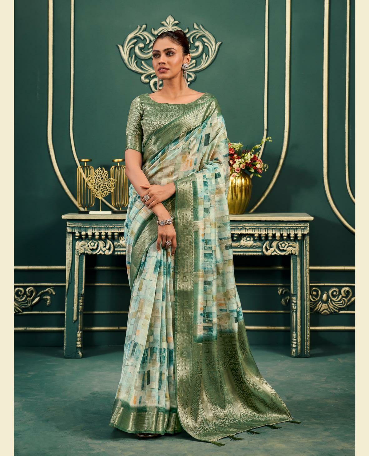 Women’s Premium Cotton Saree with Running Blouse Piece