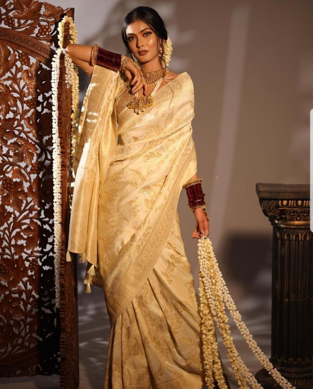 Lichi Silk Jacquard Work Festival Saree