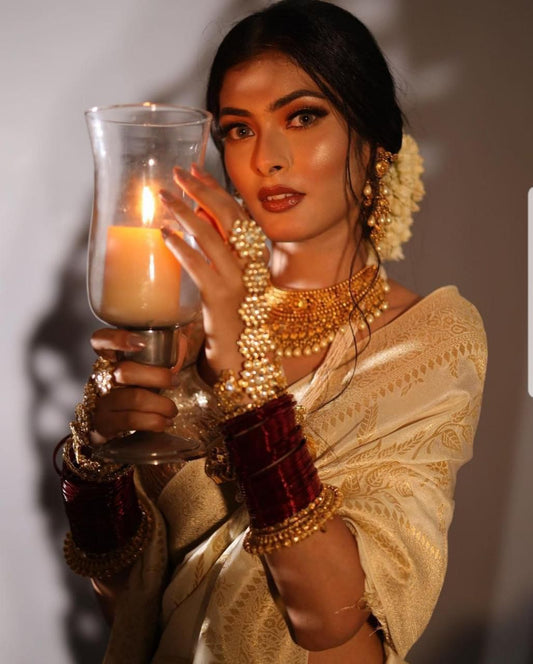 Lichi Silk Jacquard Saree for Festive Elegance - Posyfish.in