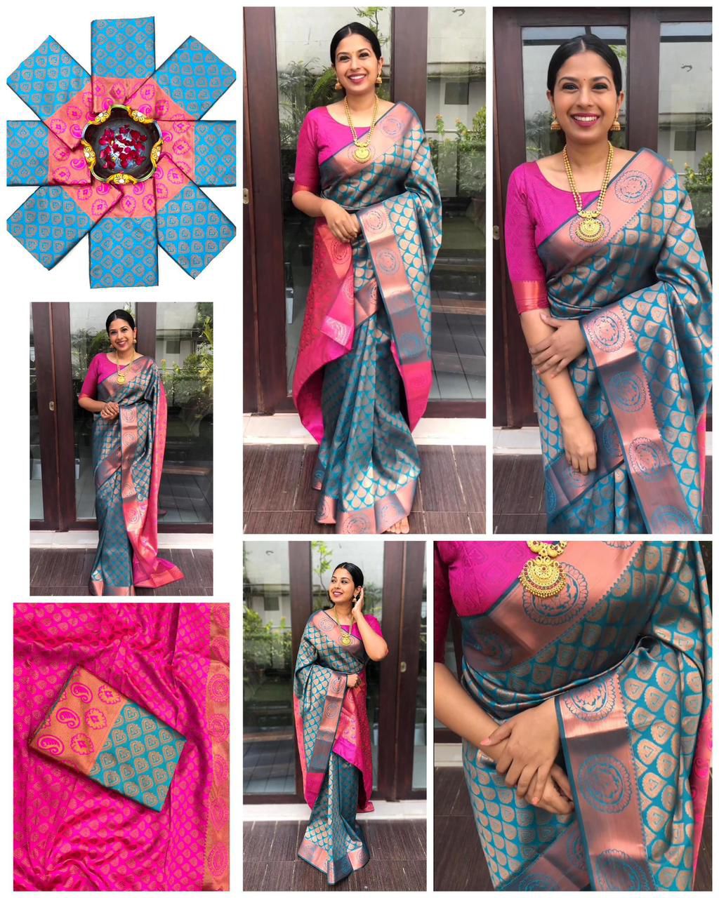 Lichi Silk Jacquard Saree Collection for Elegant Occasions - Posyfish.in