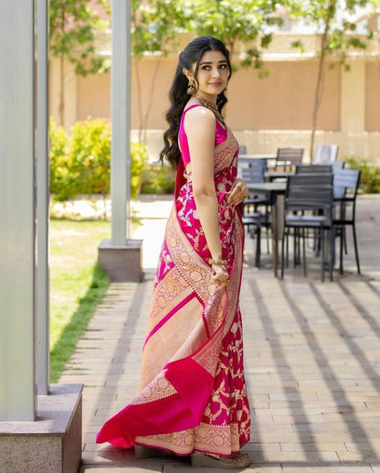 Soft Lichi Silk Saree with Zari Work Collection - Posyfish.in