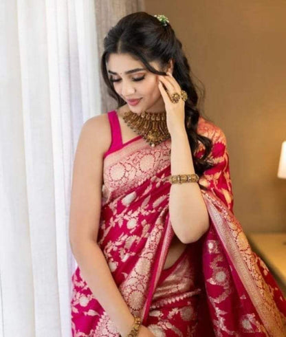 Soft Lichi Silk Saree with Zari Work Collection - Posyfish.in
