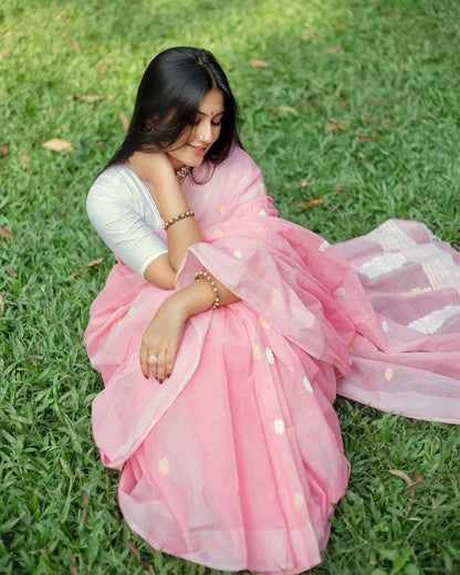 Soft Linen Jacquard Saree Collection - Elegant Weaving Designs - Posyfish.in