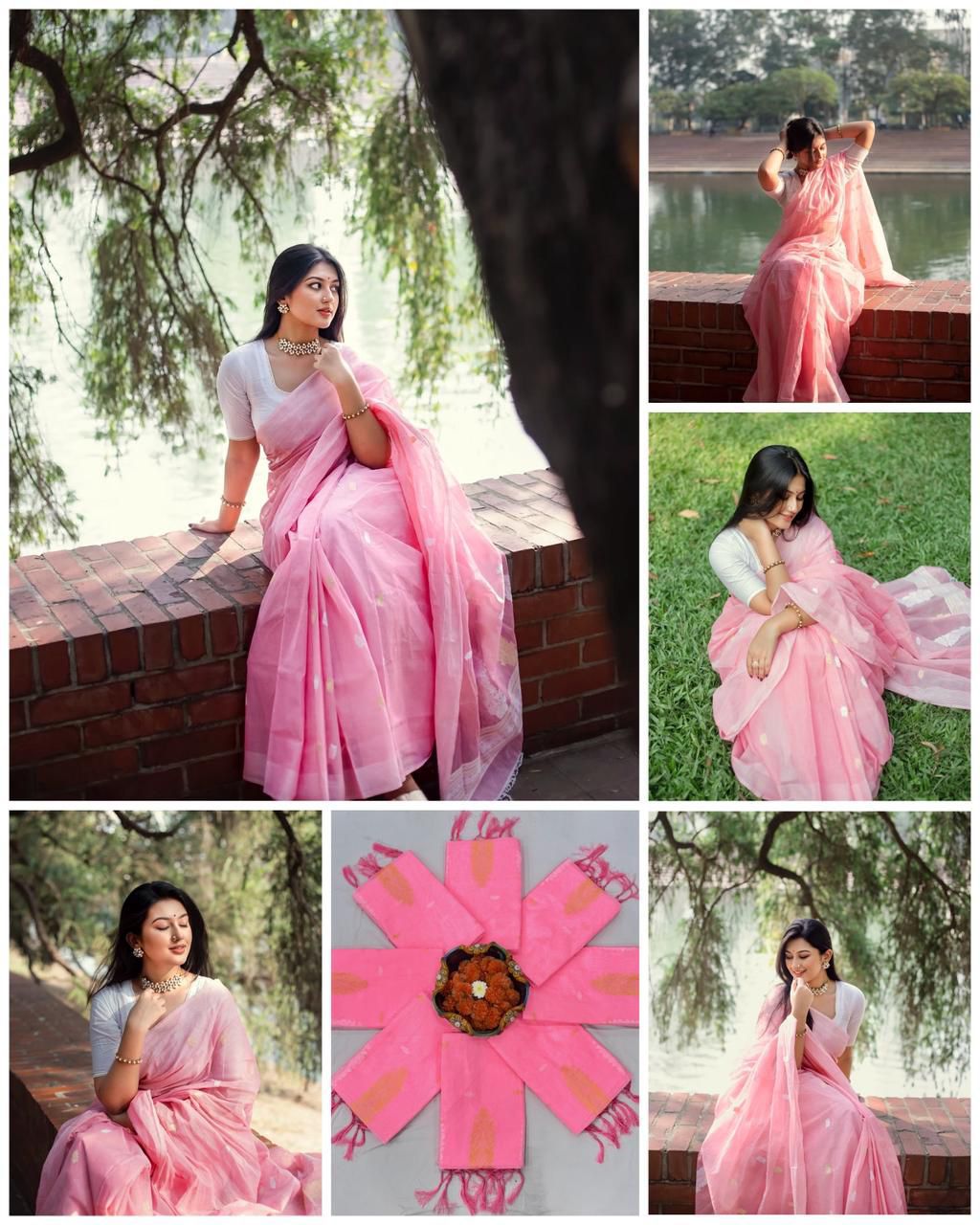 Soft Linen Jacquard Saree Collection - Elegant Weaving Designs - Posyfish.in